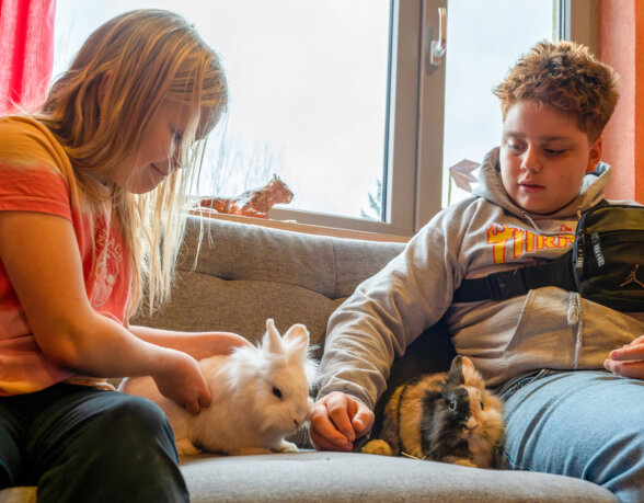 kinder-spielen-und-kuscheln-mit-loewenkopfkaninchen-nachmittags-und-ferienbetreuung-parzival-zentrum-karlsruhe